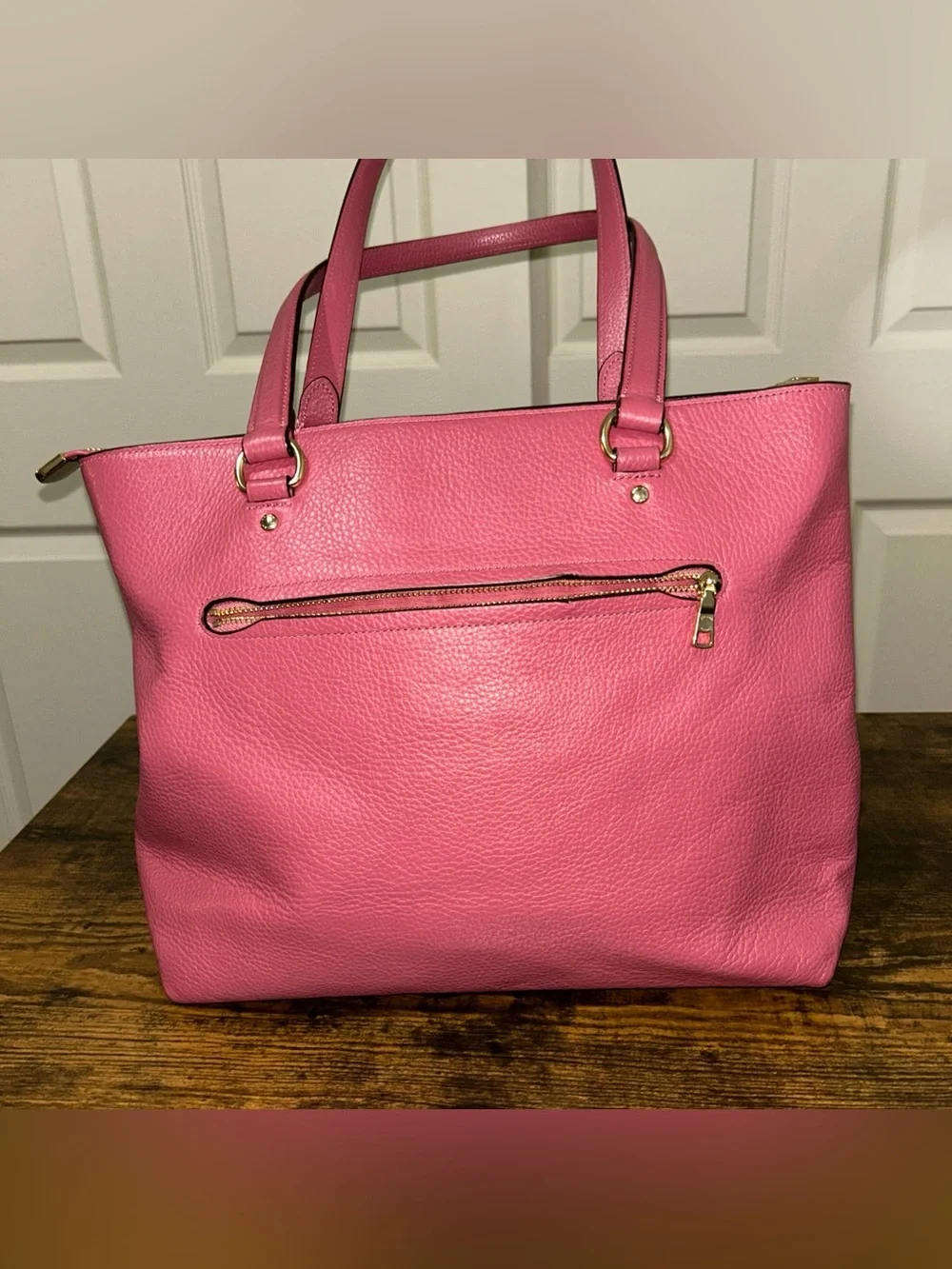 Coach Pebbled Leather Rich Berry Pink Medium Tote